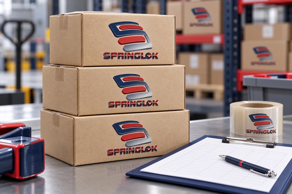 Springlok-branded cartons and a delivery allocation worksheet