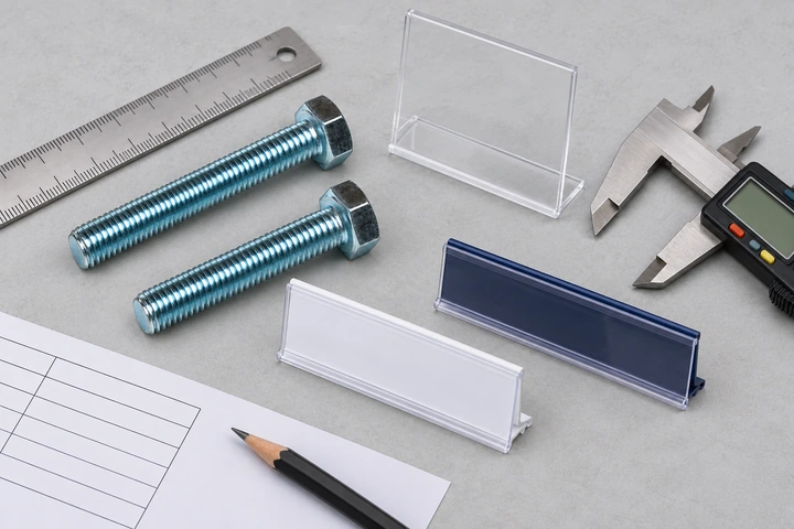 Product samples, a ruler and calipers ready to define dimensions and material requirements