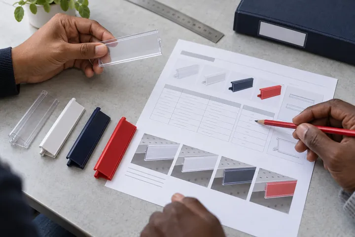 Physical sample colours and a specification reviewed together