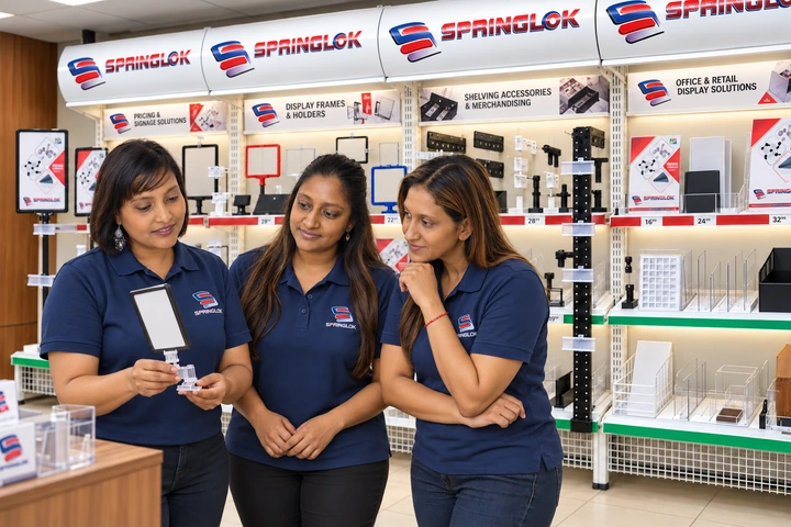 Springlok staff comparing display products in the showroom