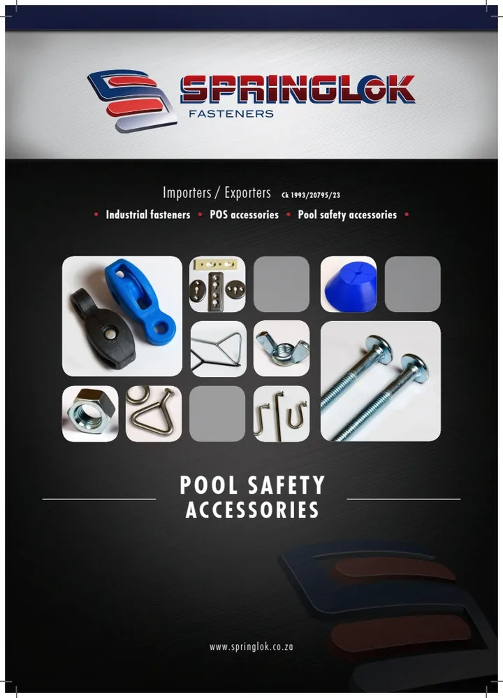 Springlok pool accessory catalogue cover for recording the identified part