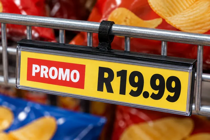 Clip-supported price holder on a wire promotional basket